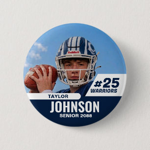 Football Player Senior Night Custom Photo Sports 2 Inch Round Button