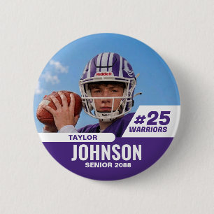 Football Player Senior Night Custom Photo Sports 2 Inch Round Button