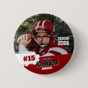 Football Player Senior Night Custom Photo Sports 2 Inch Round Button