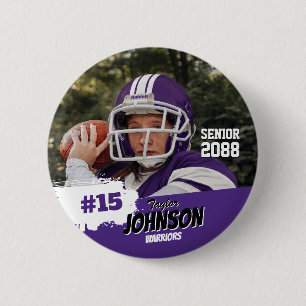 Football Player Senior Night Custom Photo Sports 2 Inch Round Button