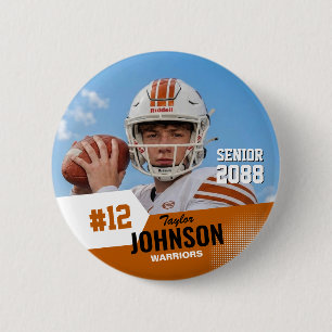 Football Player Senior Night Custom Photo Sports 2 Inch Round Button