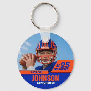 Football Player Senior Night Custom Photo Sports Keychain