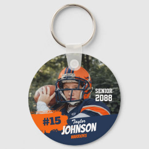 Football Player Senior Night Custom Photo Sports Keychain