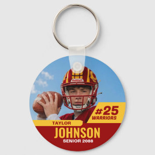 Football Player Senior Night Custom Photo Sports Keychain