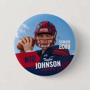 Football Player Senior Night Custom Sports 2 Inch Round Button