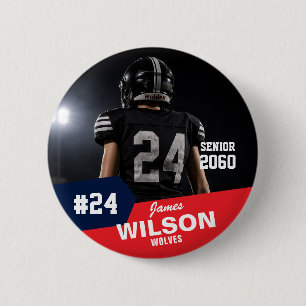 Football Player Senior Night Custom Sports 2 Inch Round Button