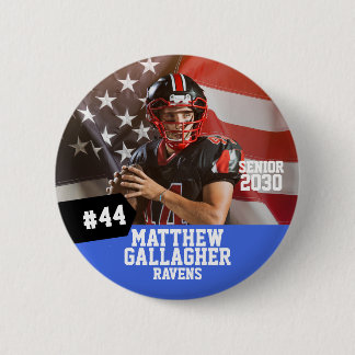 Football Player Senior Night Photo 2 Inch Round Button