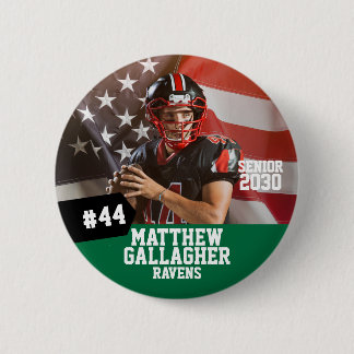 Football Player Senior Night Photo 2 Inch Round Button