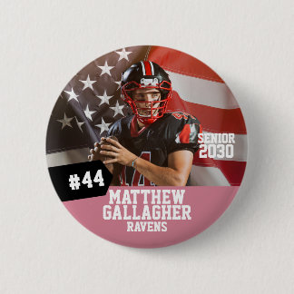 Football Player Senior Night Photo 2 Inch Round Button