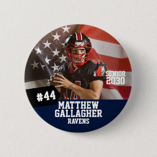 Football Player Senior Night Photo 2 Inch Round Button