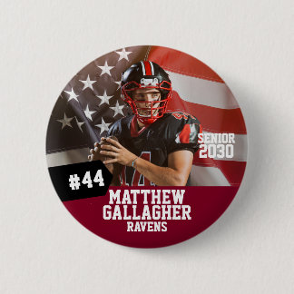 Football Player Senior Night Photo 2 Inch Round Button