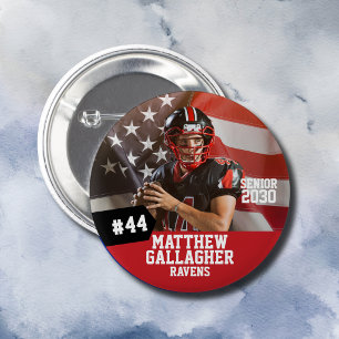 Football Player Senior Night Photo 2 Inch Round Button