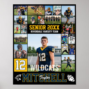 Football Player Senior Night Photo Collage Sports Poster