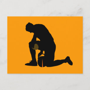 football player silhouette postcard
