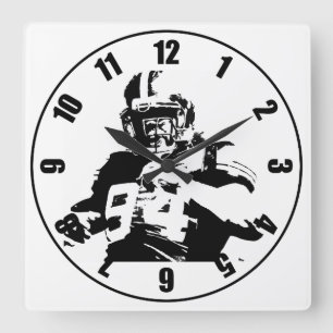 Football Player Square Wall Clock