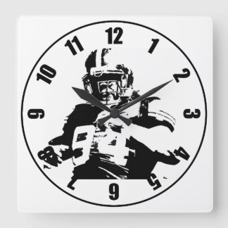 Football Player Square Wall Clock