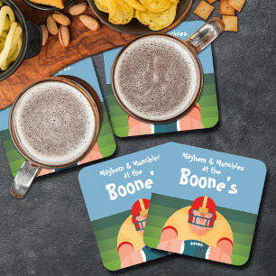 Football Player Super Fan Game Day Square Paper Coaster