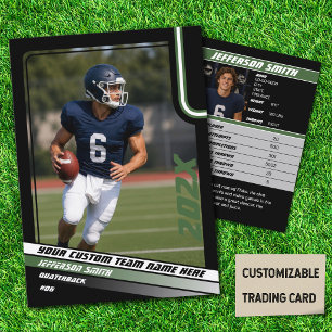 Football Player Trading Card Custom Gift in Green