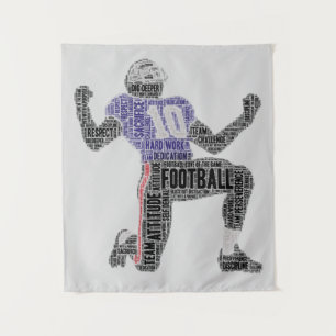 Football Player Word Art Dedication Inspiration Tapestry