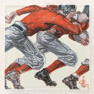 Football Players Glass Coaster