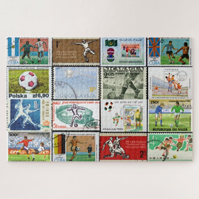 Football Postage Stamps Collage Jigsaw Puzzle (Horizontal)