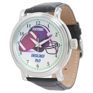 Football Pro Noir Vintage Montre En Cuir Non Signé
