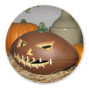 Football Pumpkin Ceramic Knob