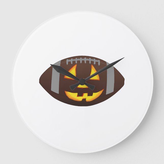 Football Pumpkin Face Large Clock (Front)