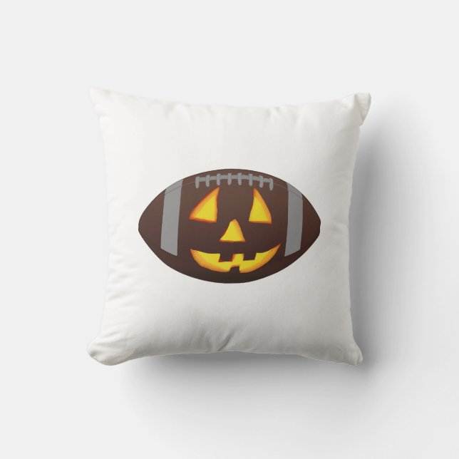 Football Pumpkin Face Throw Pillow (Front)