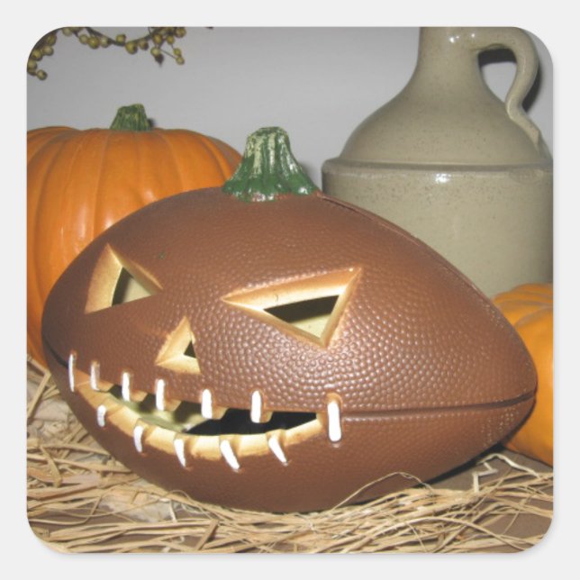 Football Pumpkin Square Sticker (Front)
