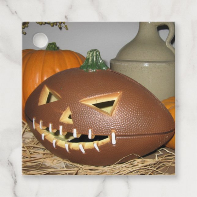 Football Pumpkin Wooden Gift Tags (Front)