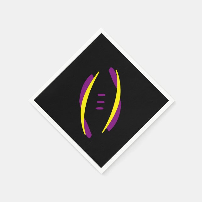 Football Purple/Gold-Yellow/Black Cocktail Napkins (Corner)