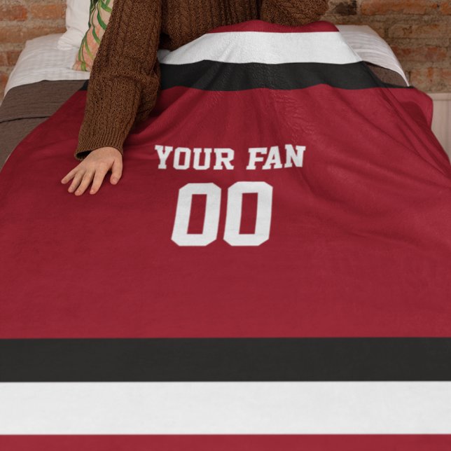 Football Red & Black Personalized Fleece Blanket (Creator Uploaded)