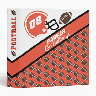 Football Red Orange Pattern Name   Team  Number Binder