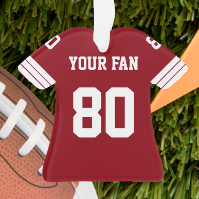Football Rouge, Or & Blanc Jersey Ornement (Créateur téléchargé)