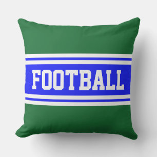 FOOTBALL Royal Blue Green White Racing Stripes Outdoor Pillow
