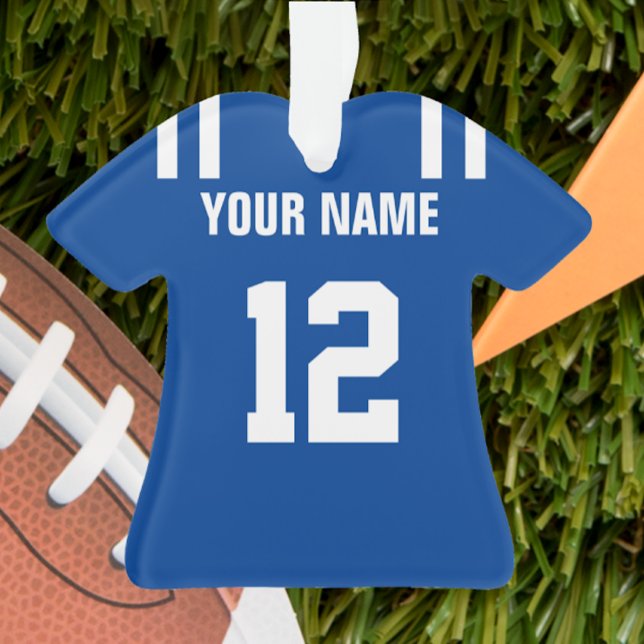 Football Royal Blue & White Jersey Ornement (Créateur téléchargé)