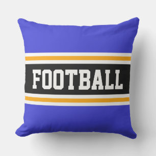 FOOTBALL Royal Navy Blue Black Athletic Stripes Outdoor Pillow