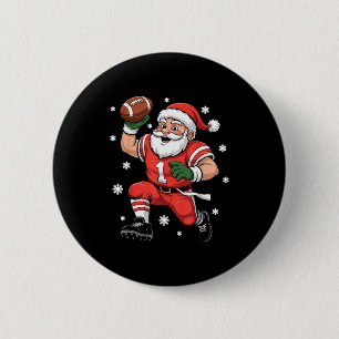 Football Santa Claus Lineman Christmas Quarterback 2 Inch Round Button