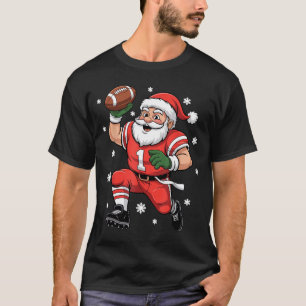Football Santa Claus Lineman Christmas Quarterback T-Shirt