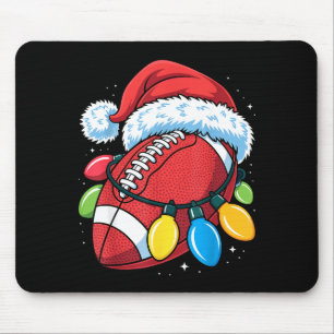 Football Santa Hat Christmas Lights Festive Touchd Mouse Pad