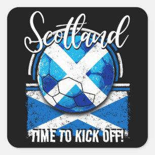 Football Scotland Flag, Vintage Scottish Flag Square Sticker
