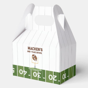 Football second year down boy birthday favor box