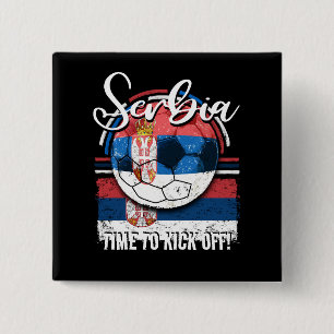 Football Serbia Flag, Serbian Soccer Team 2 Inch Square Button