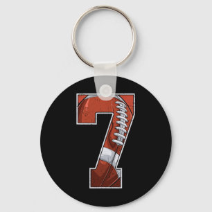 Football Seventh 7th Birthday Boy 7 Seven Years Ol Keychain
