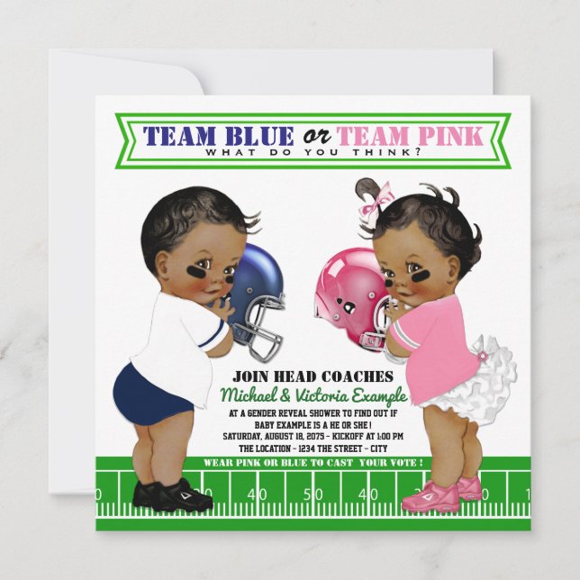 Football Sexe Révéler Baby Shower Invitations (Devant)