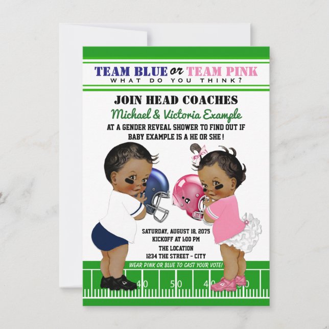 Football Sexe Révéler Ethnic Shower Invitations (Devant)