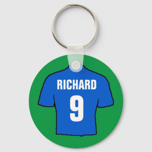 Football shirt design in blue. keychain