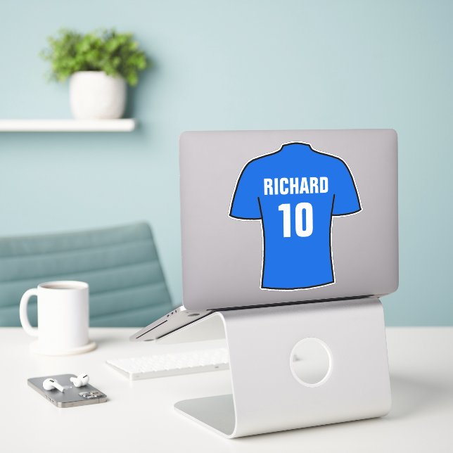 Football shirt design in blue. sticker (Laptop On Desk)