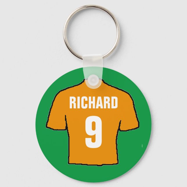 Football shirt design in old gold. keychain (Front)